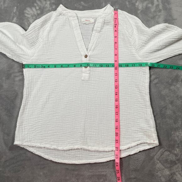Xirena Top Small White Gauzy Lightweight Coastal Peasant Boho Vacation Resort - Picture 6 of 8